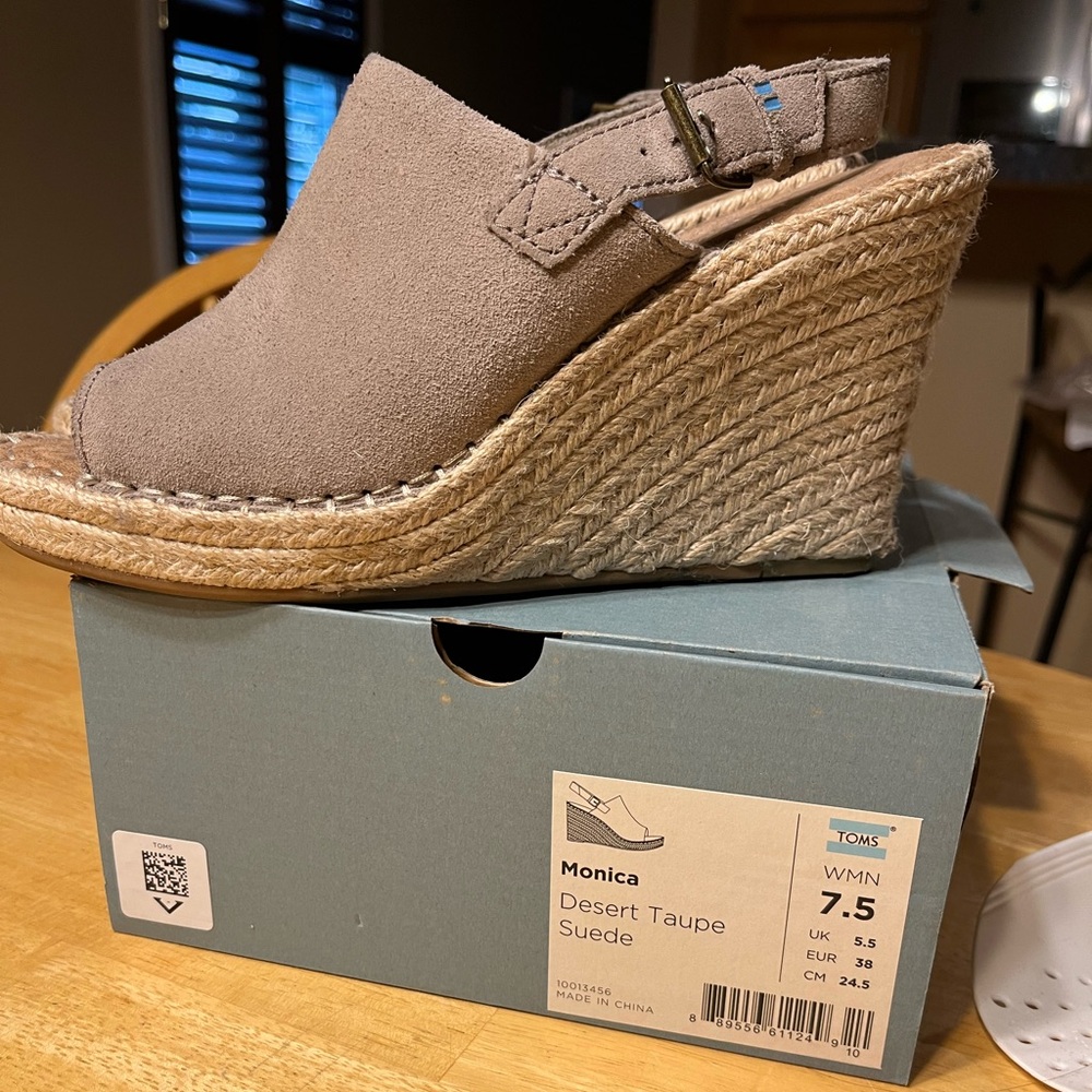 Tom’s desert taupe monica wedge heel